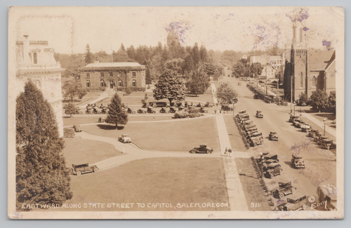 RPPC Salem OR Eastward Along State St. To Capital Oregon Postcard 1930's - Bild 1 von 5