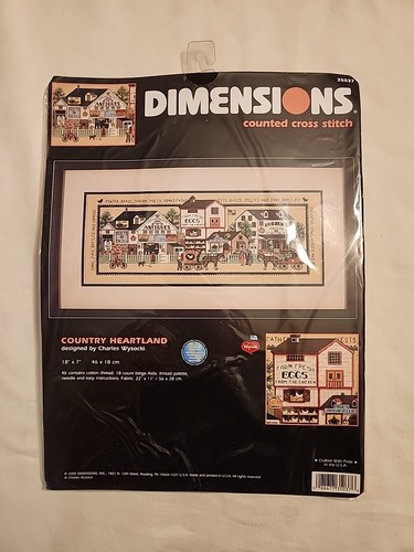 Dimensions Counted Cross Stitch Kit "Country Heartland” #35037 18"X7" NEW SEALED - Picture 3 of 5