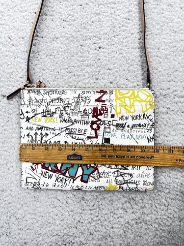 Women's DKNY White Graffiti Adjustable Strap Crossbody Bag Purse - Picture 5 of 10