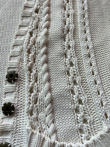 Guess Los Angeles Sweater Ivory Off White Cable Knit Cardigan Size S 100% Cotton - Picture 5 of 10