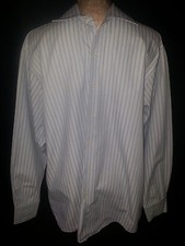 Michael Kors Mens Long Sleeve Button Front Shirt Size XL 17 34/35 Blue White