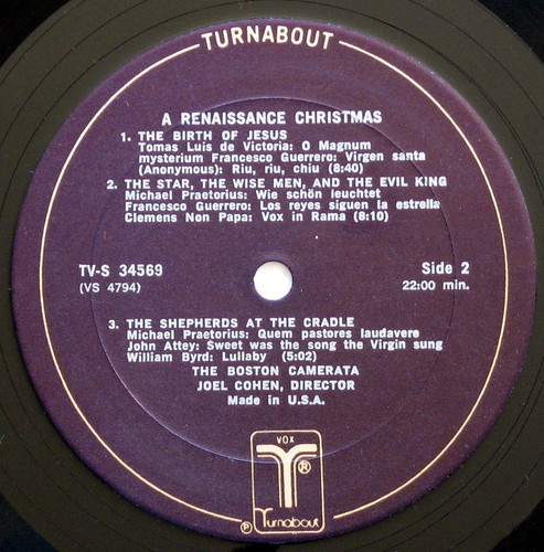 THE BOSTON CAMERATA JOEL COHEN A RENAISSANCE CHRISTMAS 1974 LP VOX TURNABOUT EX+ - Imagen 4 de 4