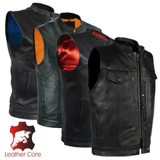 Genuine leather vest Motorcycle Club Gun Pocket Biker Customized Men Waistcoat