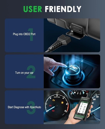 XpertAuto S510 OBD2 Escáner Herramienta de Diagnóstico Lector de Código de Coche y Restablecimiento con ABS SRS - Imagen 6 de 9