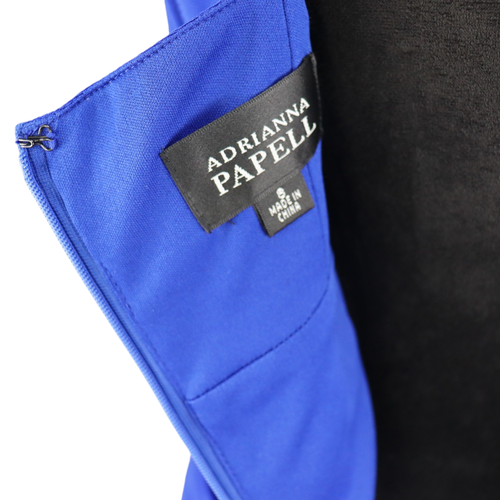 Adrianna Papell Kornblume Kobaltblau Rüschen Plissee Kleid Etui Cocktail GR. 8 - Bild 13 von 14