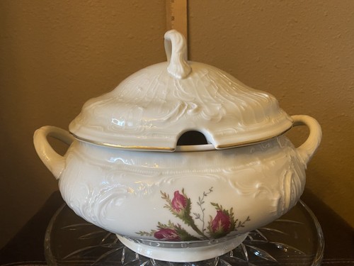 🌹RARE Rosenthal China IVORY 🌹 ROSE Soup Tureen w/Notched Lid, 9" H x 12.5" W🌹 - Picture 9 of 9