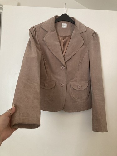 Vintage New Look Y2K Real Leather Suede 90’s Blazer Jacket Size 14 Back Design - Picture 2 of 8
