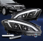 Fit 2007-2009 Mercedes W221 S-Class HID LED Black Projector Headlight Lamp w/DRL