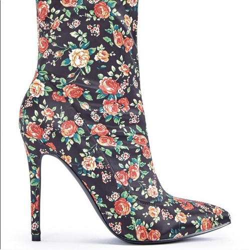 NIB ShoeDazzle Chic pointed toe floral booties Size 8 - Picture 3 of 5