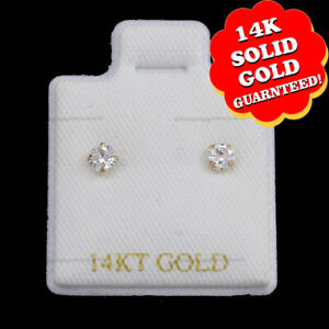 Round Cut D VVS1 Diamond Solitaire Stud Earrings In 10k Yellow Solid Gold