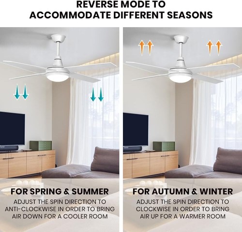 Krear 52" Ceiling Fan with Light Remote Control, Wood Ceiling Fans with 4 Blades - Picture 4 of 6