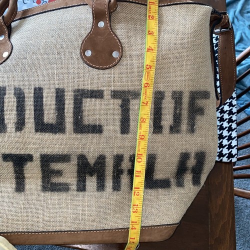 Recycled Coffee Bag Purse Tote Jute & Leather Shoulder Sack Guatemala NWOT - Picture 13 of 20