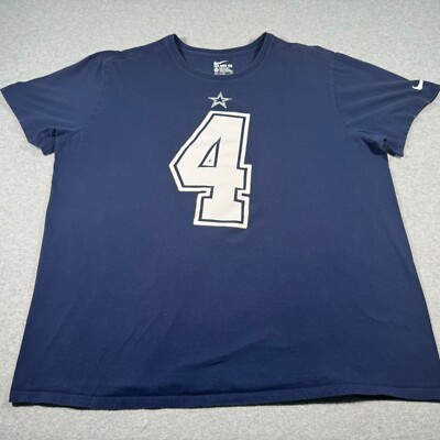 Nike Shirt Adult Extra Extra Large Navy Blue Dallas Cowboys Number 4 Prescott