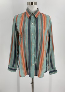 Ralph-Lauren-Jeans-Co-Women-s-Button-Down-Shirt-Size-L-Southwest-Stripe-Blue-F1