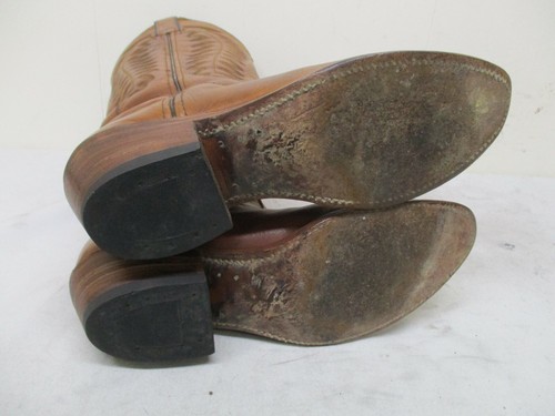 Stivali da cowboy in pelle marrone doppia H da uomo taglia 8 stile D 1462 - Foto 7 di 9