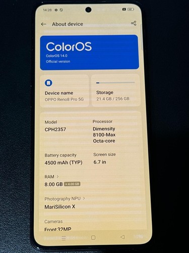 OPPO Reno 8 Pro 5G (Doble SIM) - 256 GB - Negro Esmaltado (Desbloqueado) - Sombra - Imagen 2 de 7