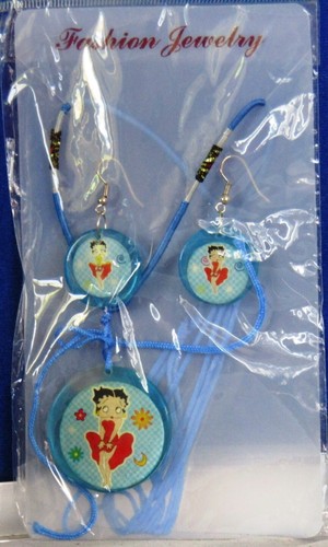 VNTG 12 Sets BETTY BOOP Round NECKLACE & EARRING Assort COLORS Packaging FLAKING - Picture 12 of 12