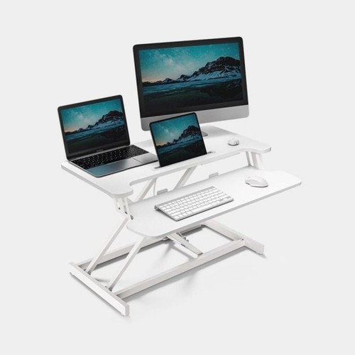 VonHaus Height Adjustable Standing Desk Converter Dual Monitor Riser Stand Works - Picture 2 of 8