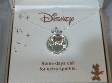Disney Minnie Mouse Fine Silver Plated Heart Necklace Pendant Charm NWT 50