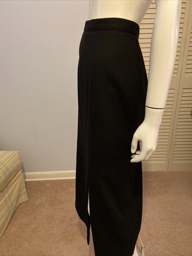 Womens Classic Vtg Isaac Hazan Black Pencil/Straight Skirt 100% Wool Slit Sz 8 - Picture 4 of 8