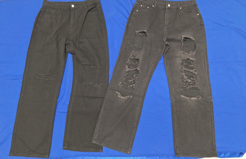 2 paires neuves de pantalons jeans noirs femme bas denim taille XL