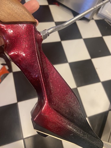 VINTAGE LARRY WISE PREMIERE RED METAL FLAKE COMPOUND TARGET BOW - Picture 17 of 19