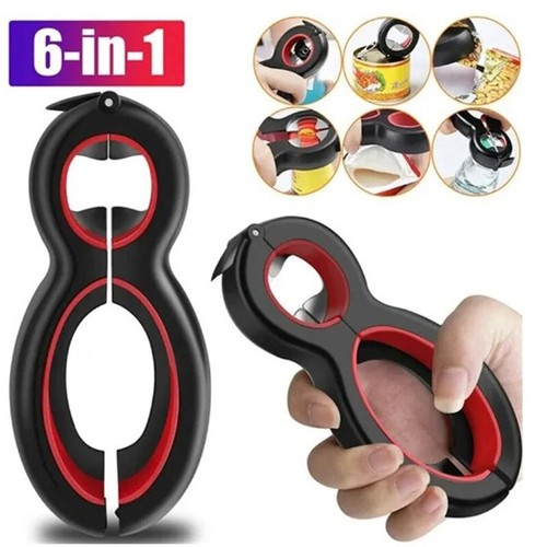6 in 1 Multi Opener, Stainless Steel Manual Jar Opener, Non-Slip Open Sesame New