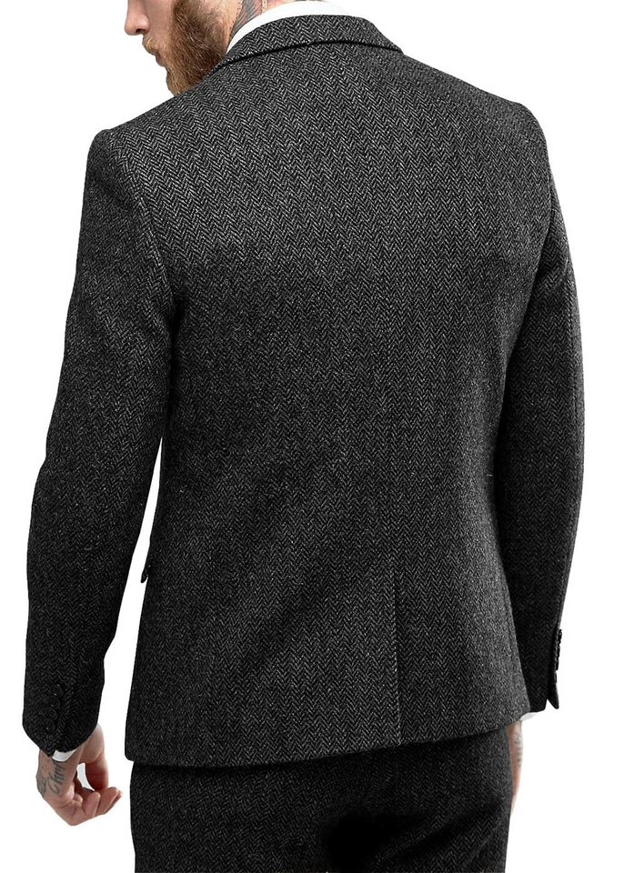Traje de 3 piezas de esmoquin de espiga de tweed para hombre de negocios talla 40r 42r 44r 46r 48r Foto 3 de 4