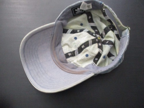 Adidas Hat Cap Mens Strap Back Blue Denim Outdoor Casual Preppy Logo Distressed - Picture 7 of 10