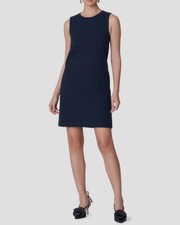 $1591 Carolina Herrera Women's Blue Midnight Boucle Sleeveless Shift Dress Sz 10