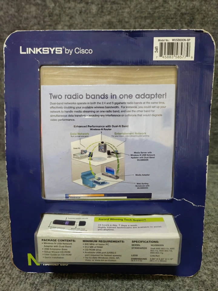Linksys by Cisco Wireless-N USB Network Adapter with Dual Band - Image 2 of 3