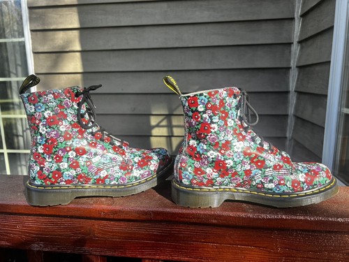 Dr Martens Leather 1460 Pascal Wild Poppy Floral Print Boots Women’s Size 9 READ - Picture 24 of 24