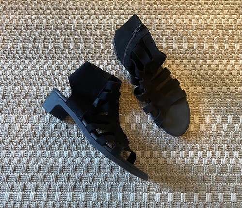 ARCHE Kisuro Black Nubuck Leather Low Heel Sandals 40 / 9 - Picture 6 of 9
