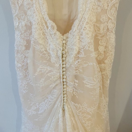 Jasmine Sz12 Trumpet Lace Double Keyhole Back Ivory Rose Dress With Train - Picture 6 of 12