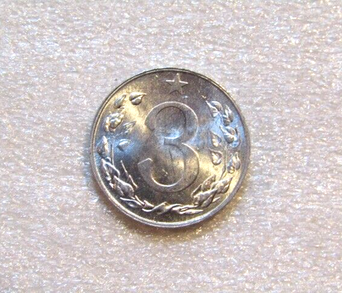 1954 Czechoslovakia 3 Halere unc Coin