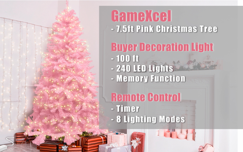 Árbol de Navidad rosa de 7,5 pies 100 pies 240 LED cadena de luces USB regalo con temporizador remoto - Vídeo 1 de 1