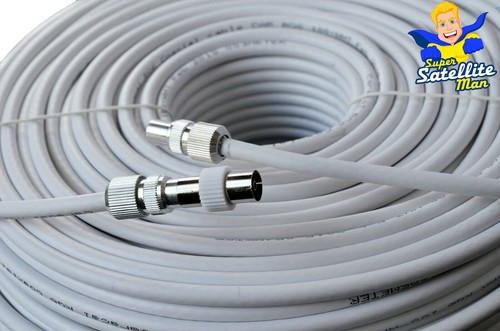 New 30m White RG6 Aerial Coax Cable Coaxial Lead 4 Free view Magic Eye Tv Link - Picture 4 of 7