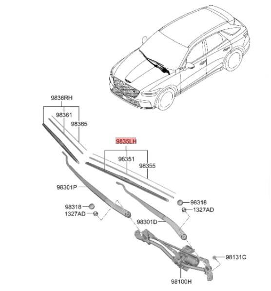 OEM 98350-J7000 BLADE ASSY-WIPER DRIVER for Genesis GV70