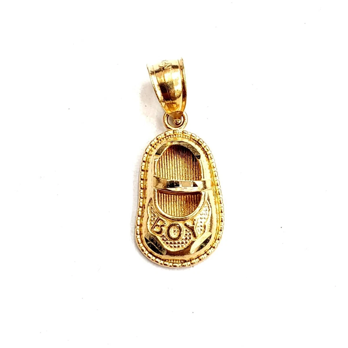 14K Yellow Gold 3D Classic baby boy Shoe Charm Pendant gift Fine