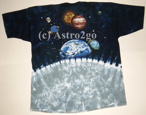 LUNAR HORIZONS-Liquid Blue tie dyed 2-sided Astronomy space T shirt sz 2XL NEW! - Picture 4 of 4