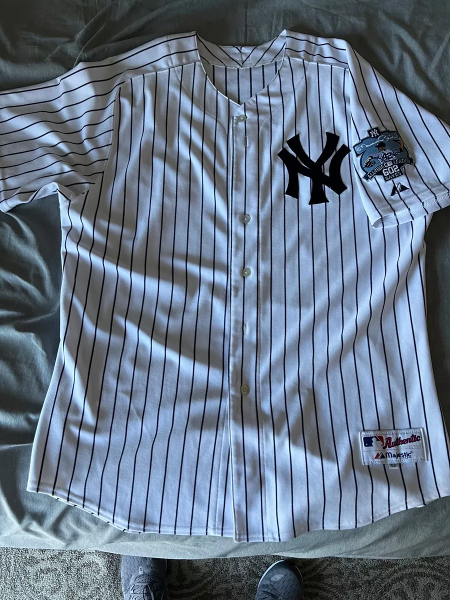 Authentic 602 Saves Patch Majestic Mariano Rivera Yankees Home jersey SZ 52