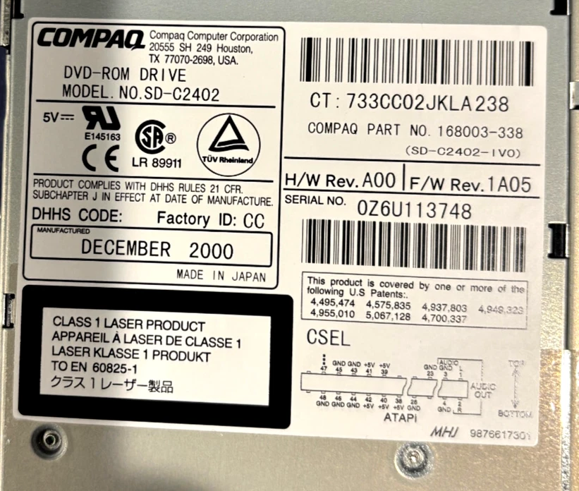 Compaq Internal DVD ROM Player Drive for Compaq Armada Model SD-C2402 - Image 4 of 4