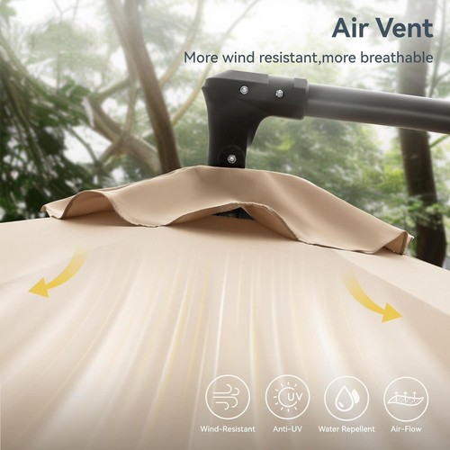 10ft Cantilever Patio Umbrella Outdoor Pool Offset Hanging Market Umbrella Beige - Picture 6 of 12