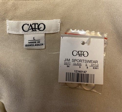 Cato Womens Beige Faux Suede Full Zip Long Sleeve Collared Shirt Jacket-Size L - Picture 6 of 9