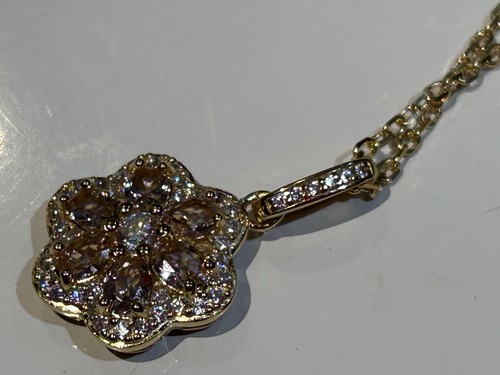 QVC Yellow Gold Plated Sterling Silver Simulated Morganite & Diamonique Necklace - Picture 18 of 24