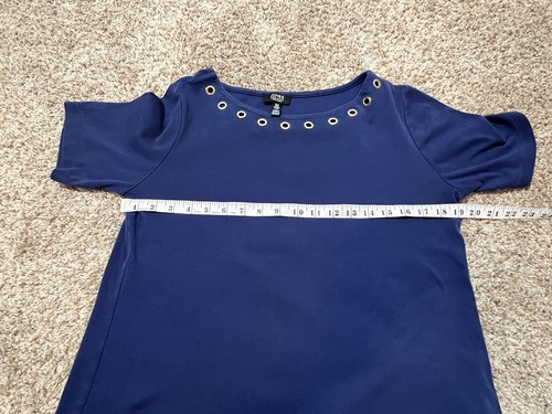 Jones New York Signature Blue Top with Rings Scoop Neck Top sz M - Picture 5 of 9