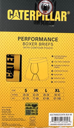 Caterpillar CAT Men's Performance Boxer Briefs Medium 4-Pk W/Contour Pouch Black - 第 9/12 張圖片