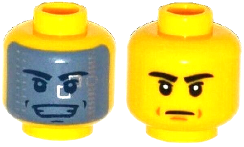 LEGO New Minifig Head Yellow Mouth Lines/Smile Gray Silver Space Visor H223 - Picture 2 of 3