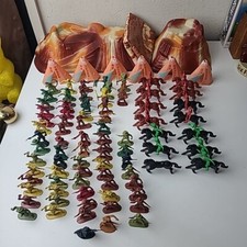 Vintage 106 Piece Fort Courage Cowboy and Indian Playset Pieces with Terrain Mat