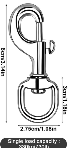 Heavy Duty Swivel Spring Bolt Snap Hook Zinc Steel Claspkeys Hardware 340KG Pull - Picture 10 of 11